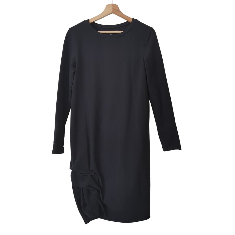 Veronique Miljkovitch Dress Womens S Black‎ Ruched Long Sleeve Cotton Lagenlook